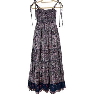 Pookie & Sebastian Tiered Maxi Dress XS/S Floral Smocked Boho Resort Cottagecore